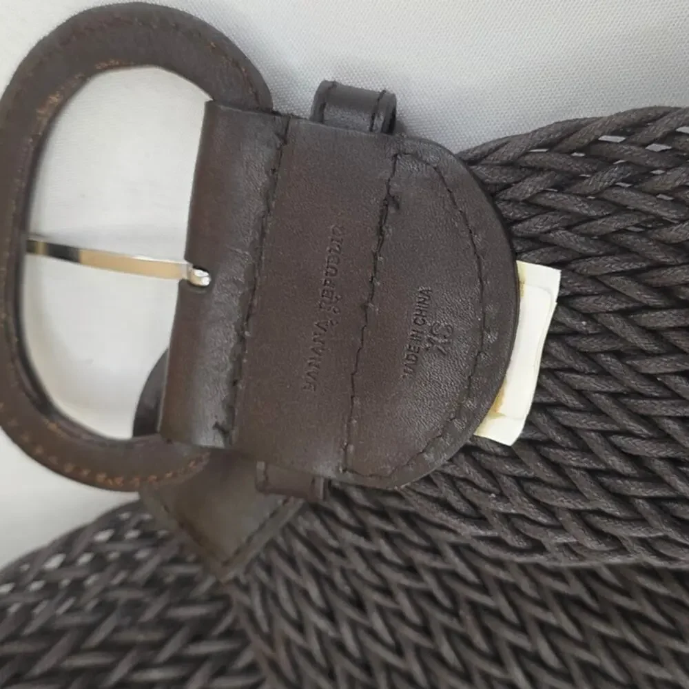 Banana Republic wide braided waist belt in dark espresso brown Size XS